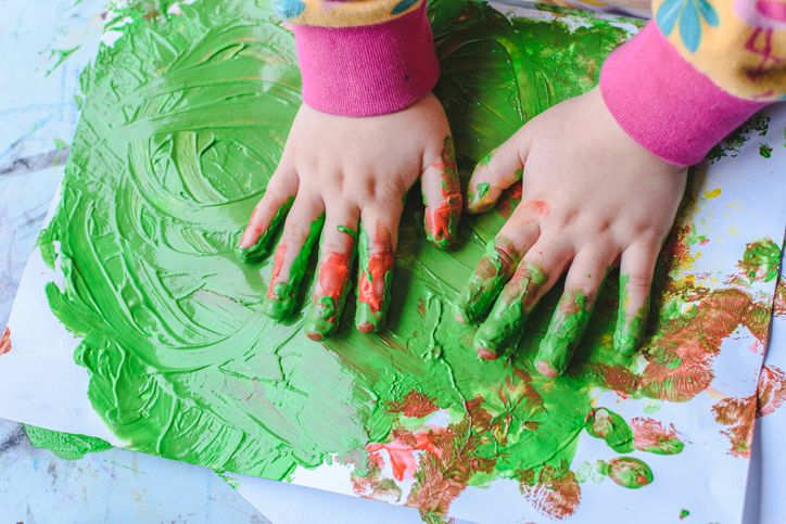 hand painting sensory play